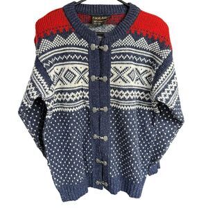 Vtg Norlender Sweater Women's Wool Blend Cardigan XL Ornate Clasp Classic Preppy